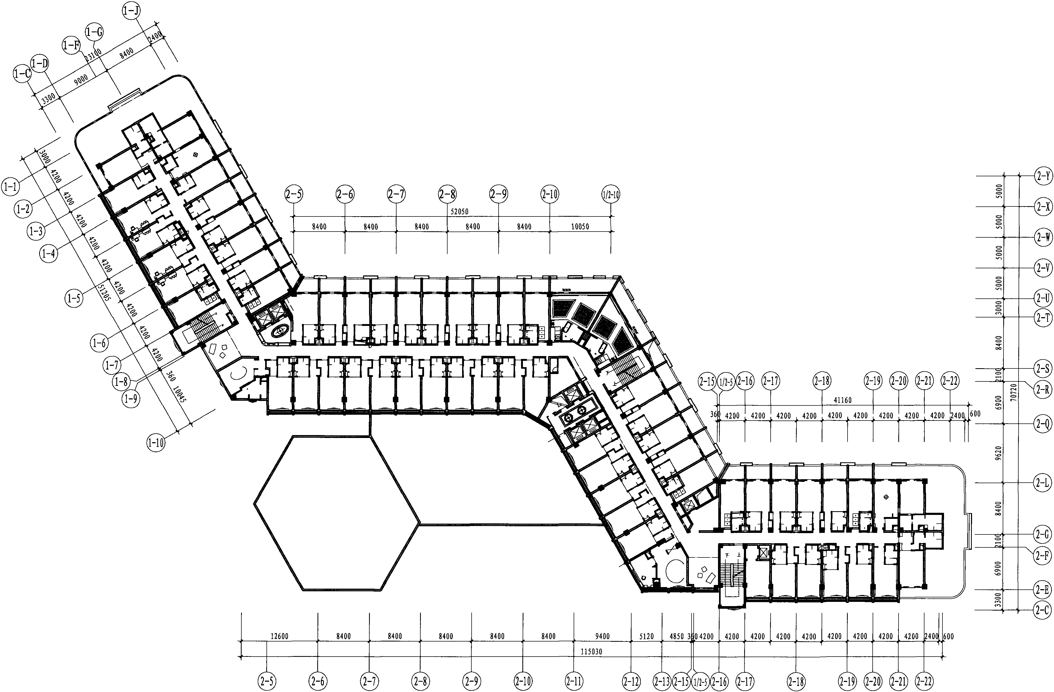 六层平面布置图 1:500